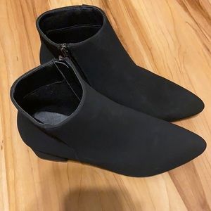 Black block heel booties
